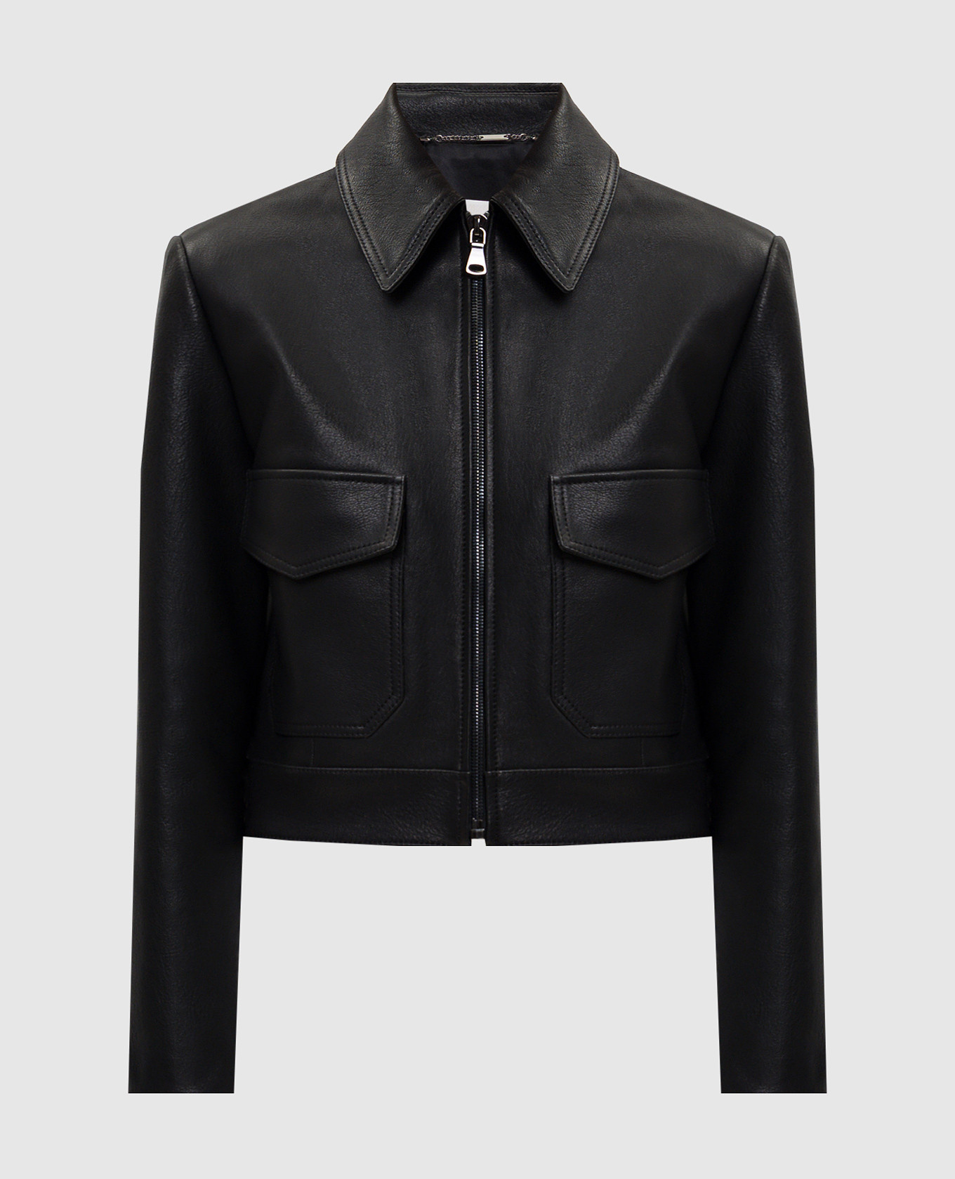 

Black leather jacket with turn-down collar Babe Pay Pls