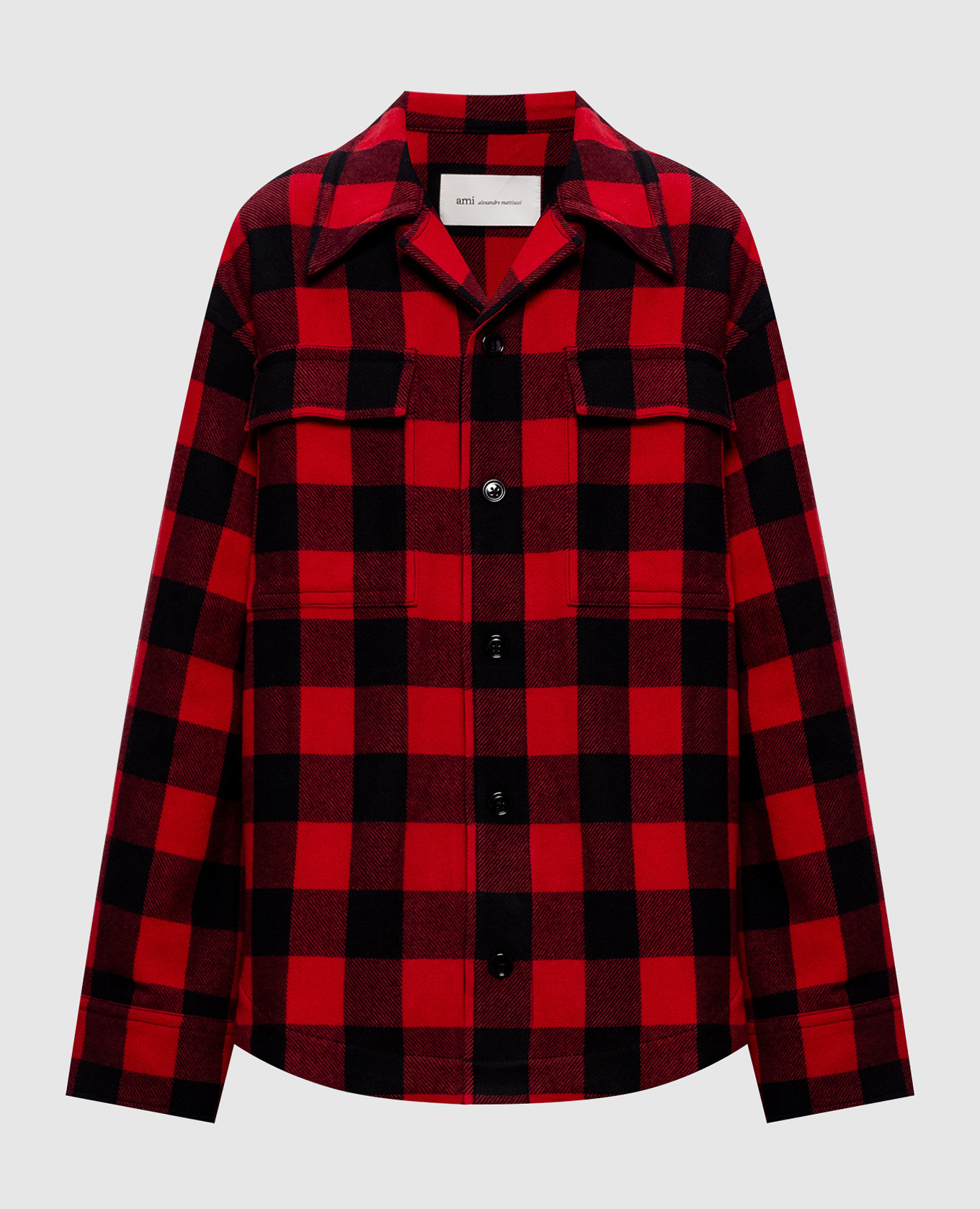 Red wool check shirt