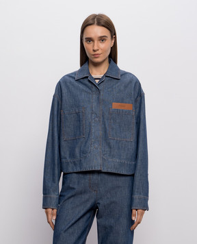 Fendi Blue denim jacket with embossed logo FLF861AW8H