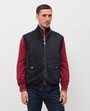 Brunello Cucinelli Blue suede vest MPCLF2079