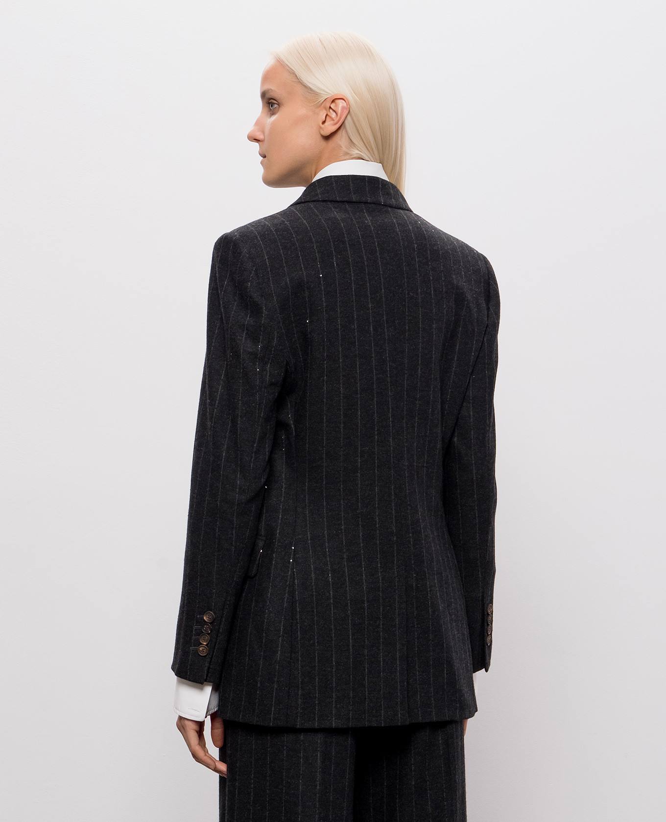 Dark gray striped wool jacket Brunello Cucinelli 4