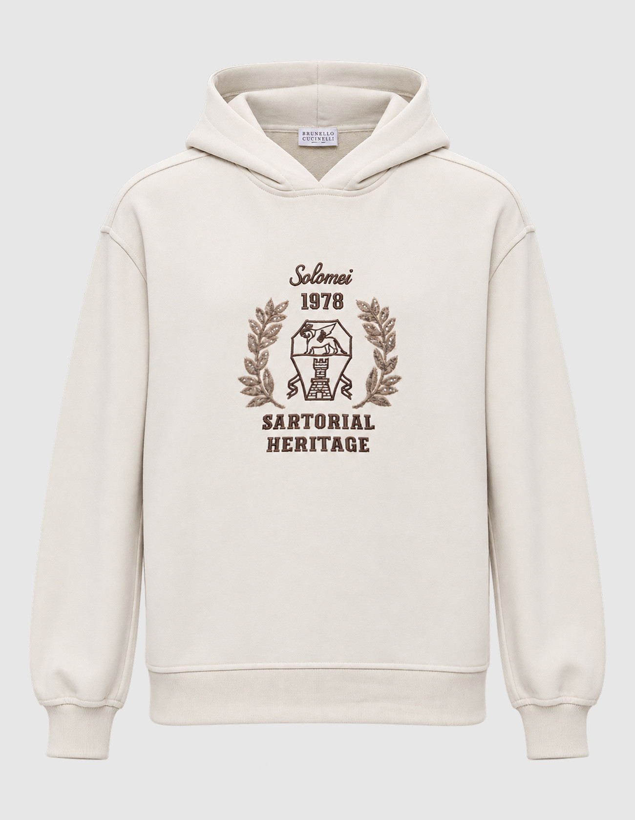 Ivory embroidered hoodies Brunello Cucinelli