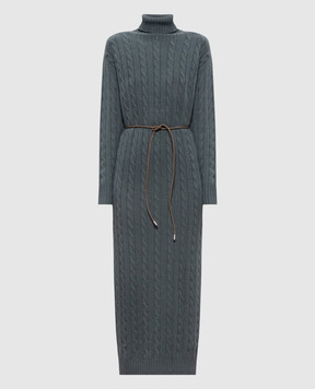 Peserico Green midi dress with wool and silk S92216F07A09095