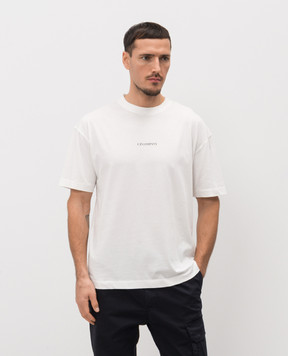 C.P. Company White T-shirt with monogram MTS087A005100W