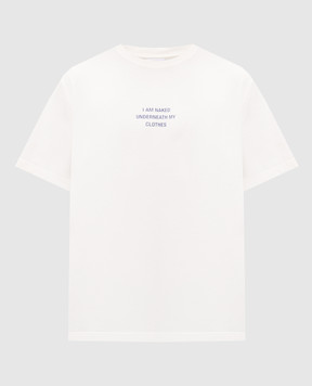 Vetements Ivory T-shirt with a print of the inscription MH27TR173Wm