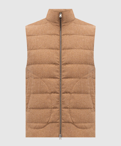 Brown down vest with wool