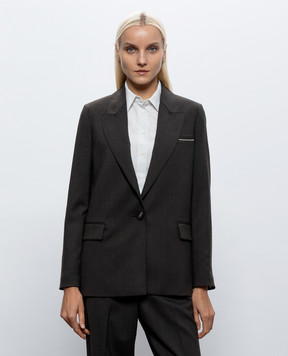 Peserico Brown jacket with wool S0163702660