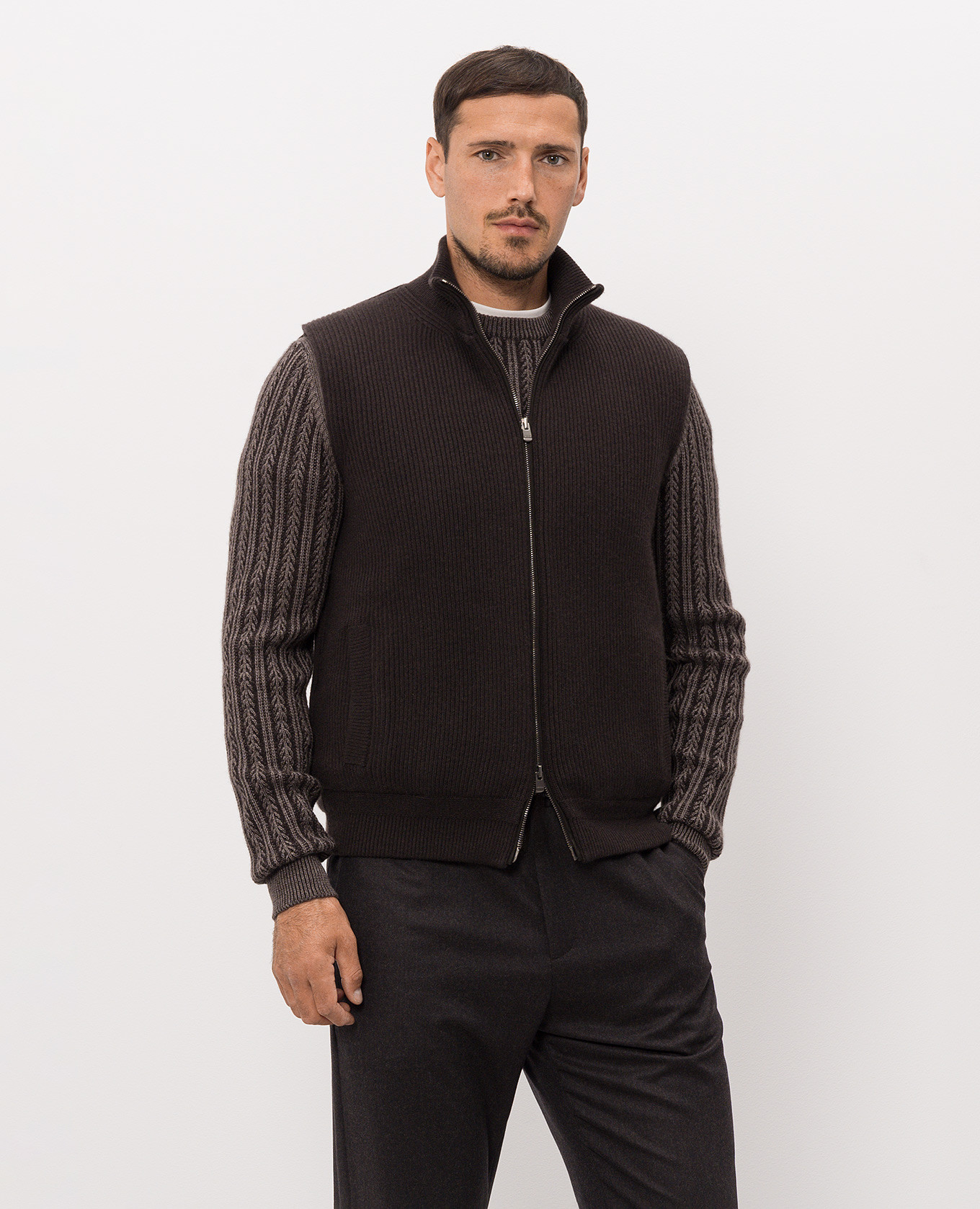 Brown cashmere vest Agnona 3