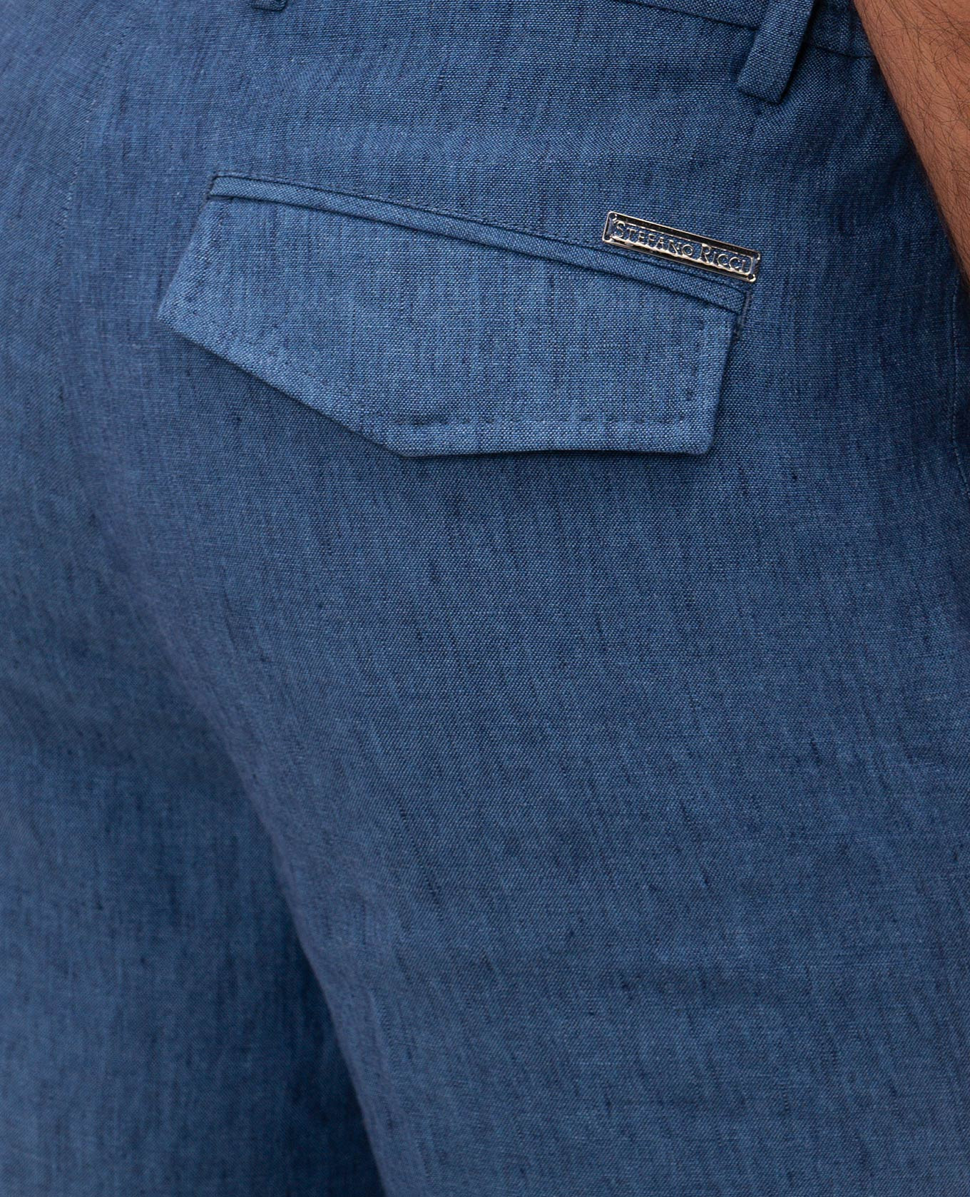Blue linen pants with logo Stefano Ricci 5