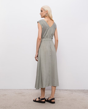 Peserico Khaki dress with striped silk S0220801176