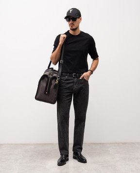 Saint Laurent Black T-shirt with tonal logo embroidery 857461Y37XE