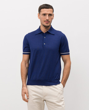 Tom Ford Blue cashmere and silk polo shirt KPS032YMK112