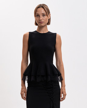 Alexander McQueen Black top with lace A002ZSQ1BH7