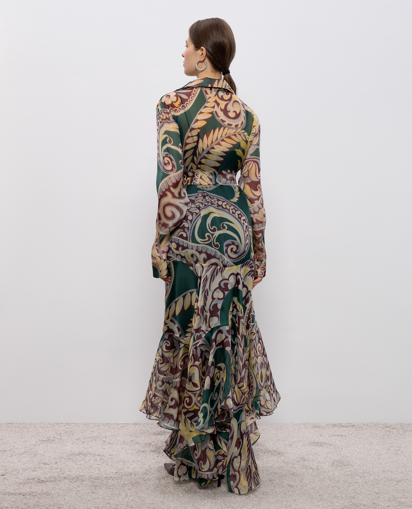 Floral print silk maxi shirt dress Etro 3