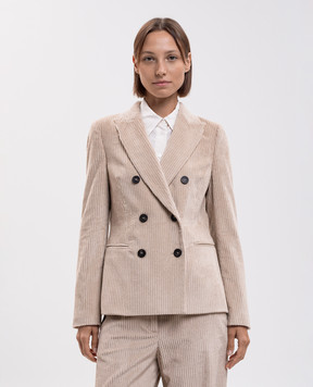 Peserico Beige double-breasted corduroy jacket with lurex S0140101577