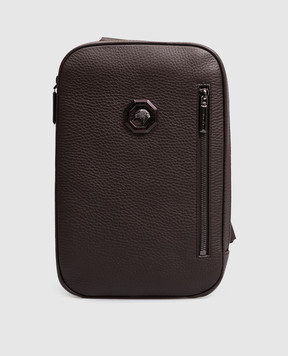 Stefano Ricci Brown leather sling bag with emblem ND200UVD