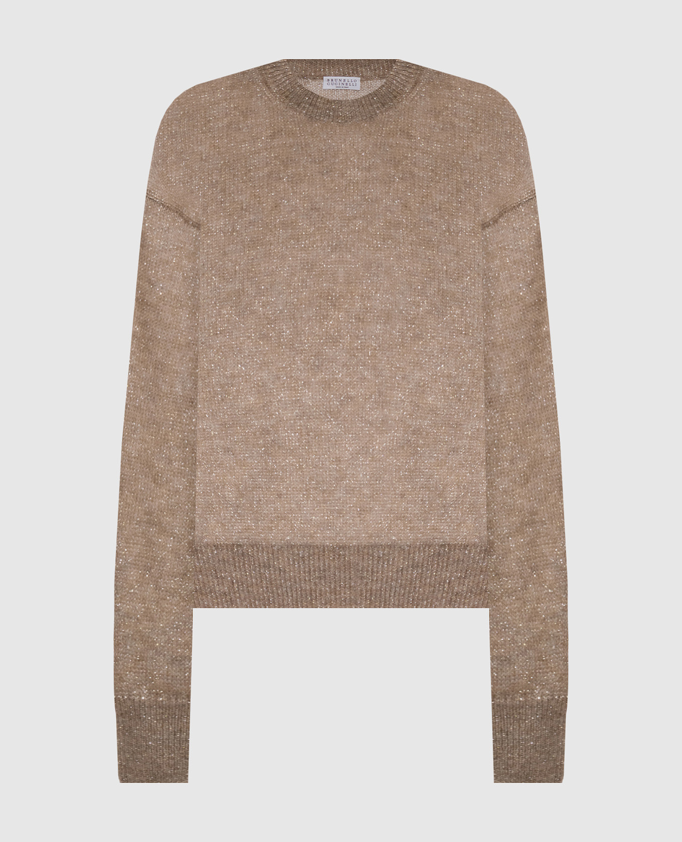 Beige wool sweater with lurex