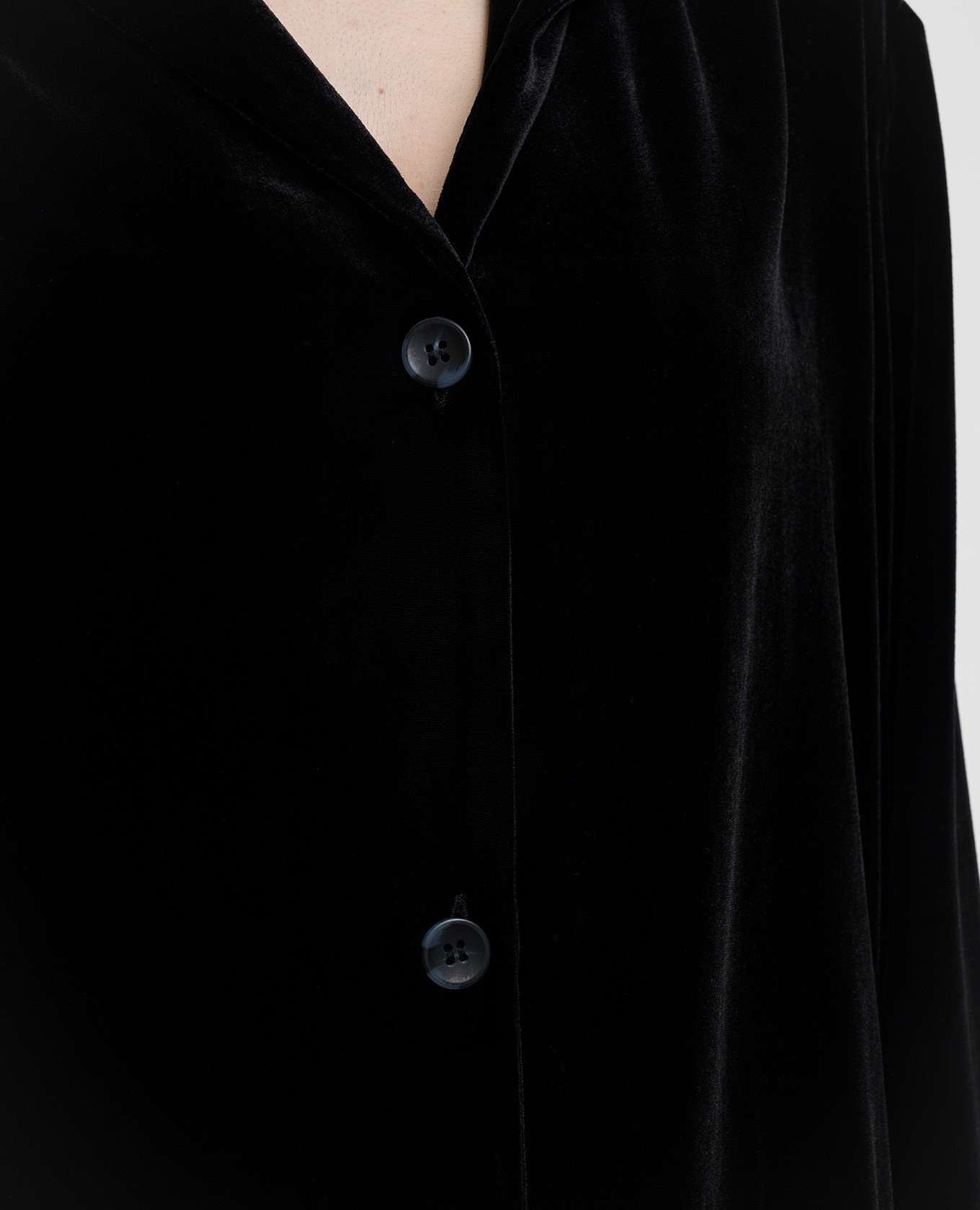 

Calabasas Black Velvet Pajama Shirt with Silk Asceno