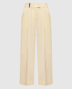 Peserico Yellow wool and linen pants P0473705814