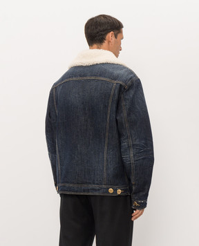 Dolce&Gabbana Blue insulated denim jacket with fur G9CICZG8PO3