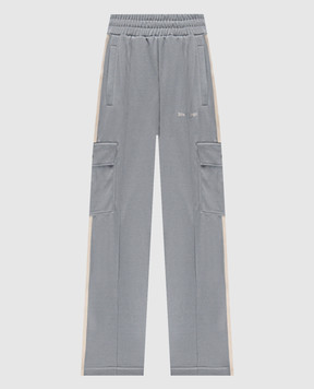 Palm Angels Grey cargo joggers with logo PMCJ04BF25FAB002