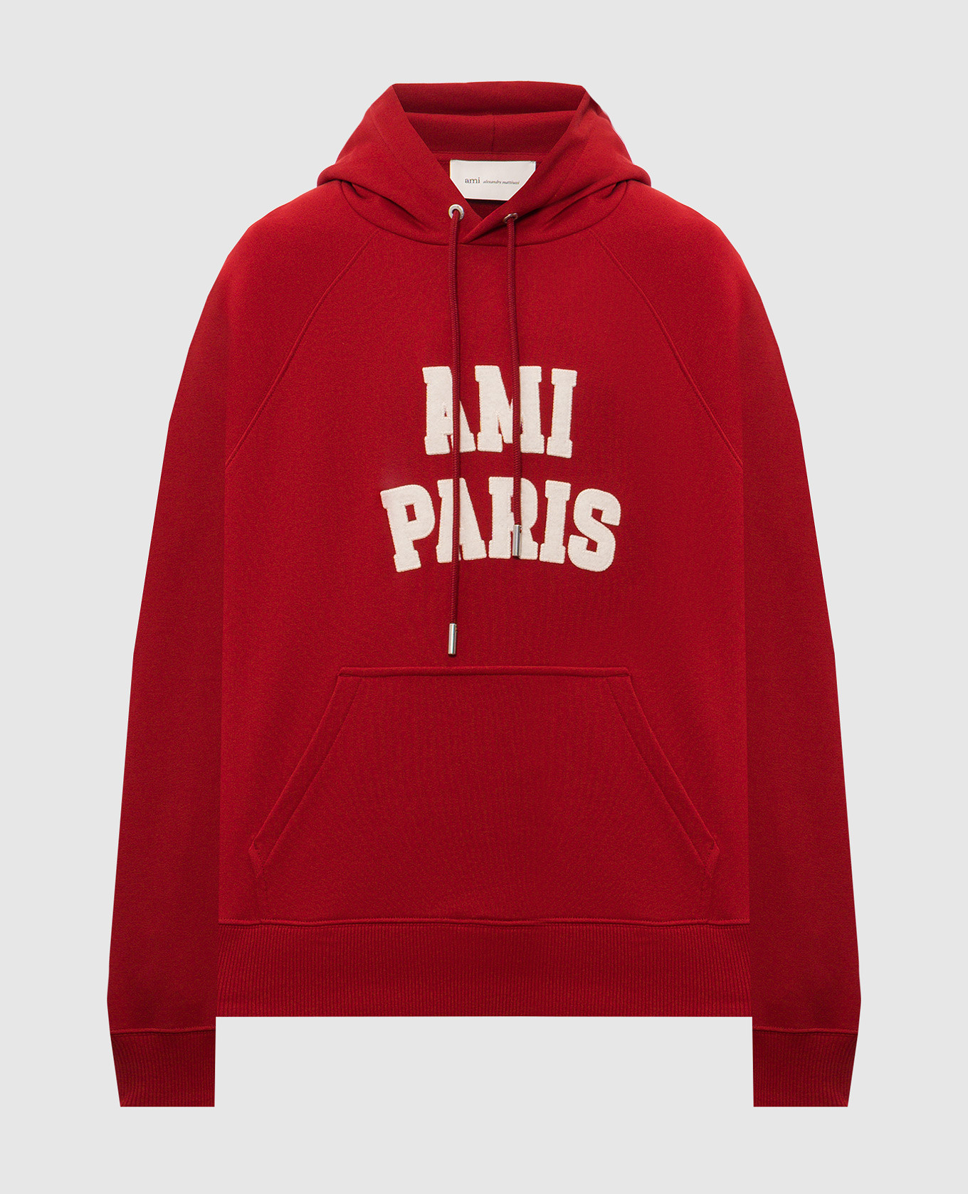 Red hoodie with logo patch Ami Paris