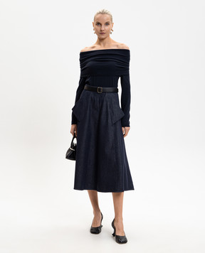 Max Mara MXMFARETRA blue cashmere sweater with open shoulders MXMFARETRA