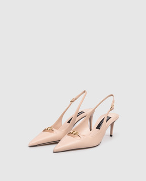 Dolce&Gabbana Beige leather slingbacks with monogram CG0796A1953