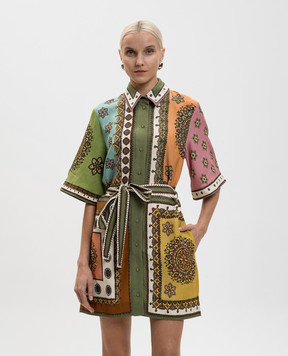 Alemais Contina green shirt dress with linen 6536D