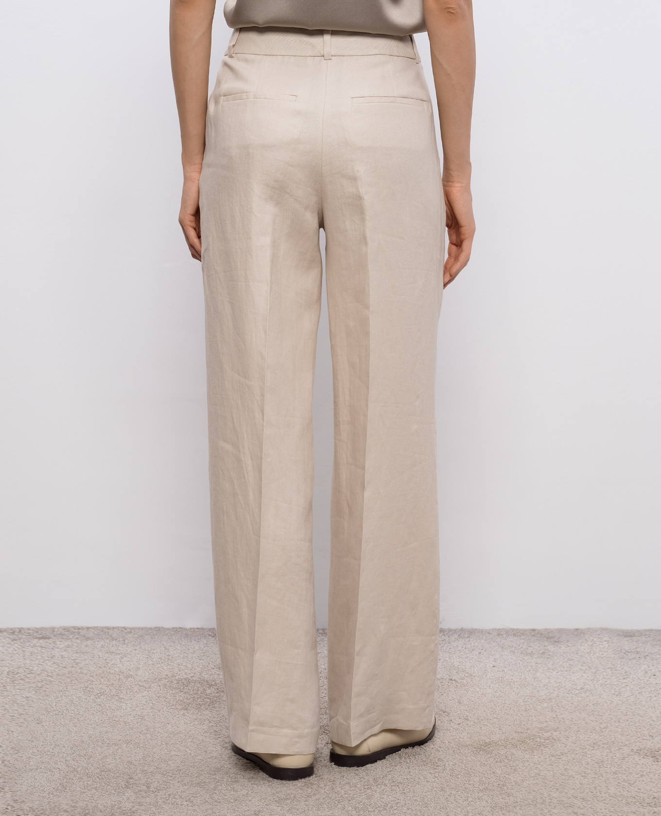 Beige linen pants with branded patch Peserico 4