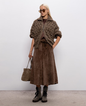 Brunello Cucinelli Brown corduroy skirt with monil chain MG547G4099