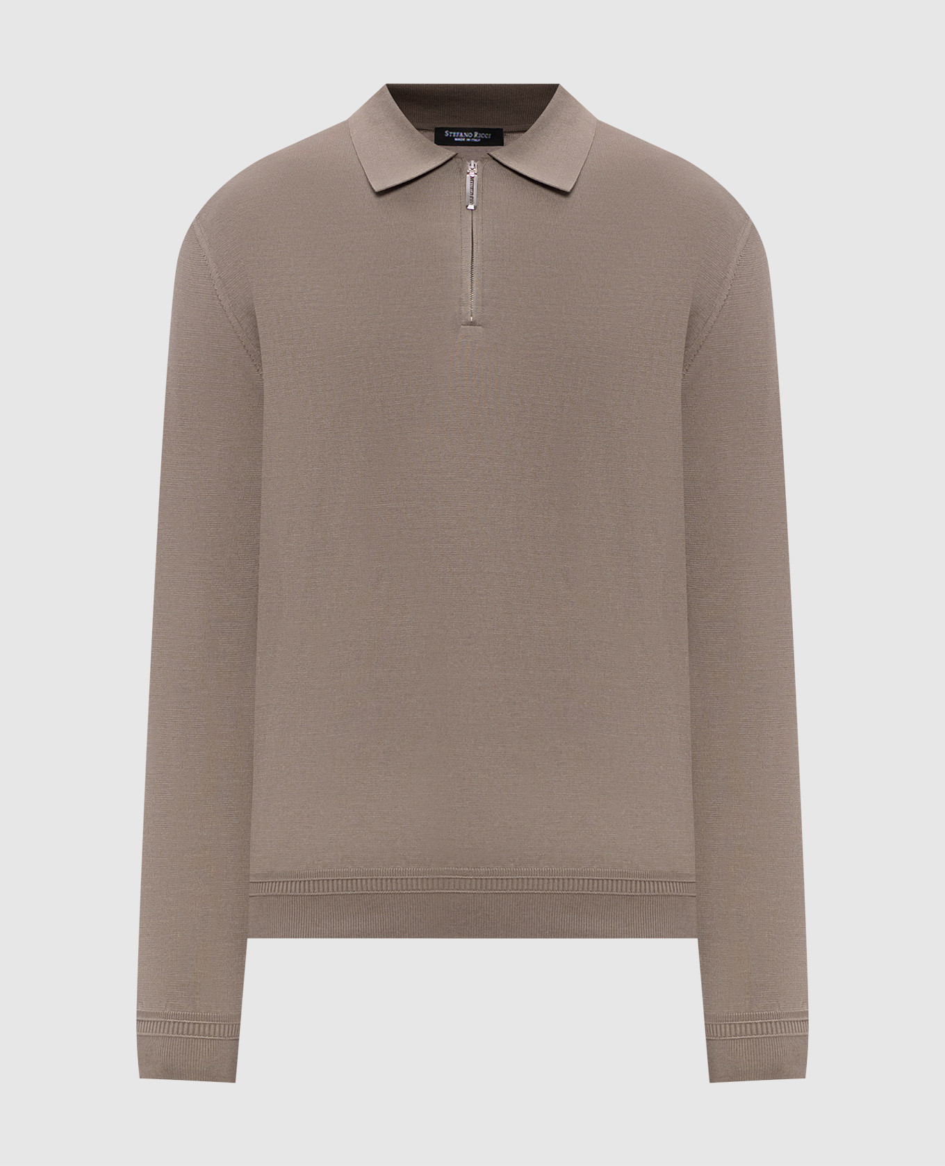 

Grey silk polo with monogram logo Stefano Ricci