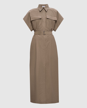 Brunello Cucinelli Brown shirt dress with monil chain ML140A5475