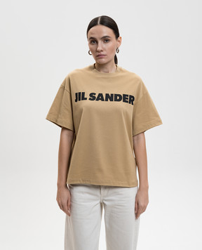 Jil Sander Brown T-shirt with contrast logo print J02GC0140J20348