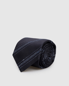 Brunello Cucinelli Blue striped silk tie MX8640018