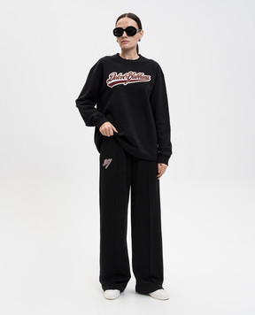 Dolce&Gabbana Black sweatshirt with logo patch F9S50ZGDDAI
