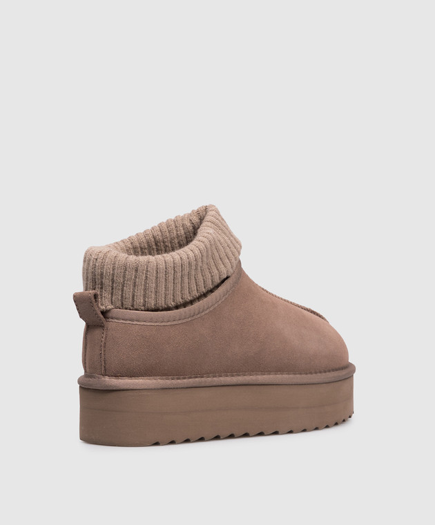 Clogs Good Color Colors of California - Brown suede clogs with fur cuff HCYWPLA09 - shop ...