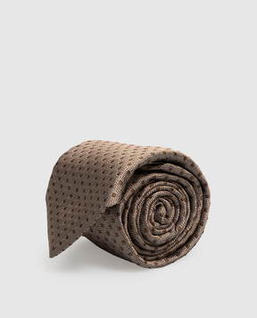Brunello Cucinelli Beige silk tie with woven pattern MI8990018