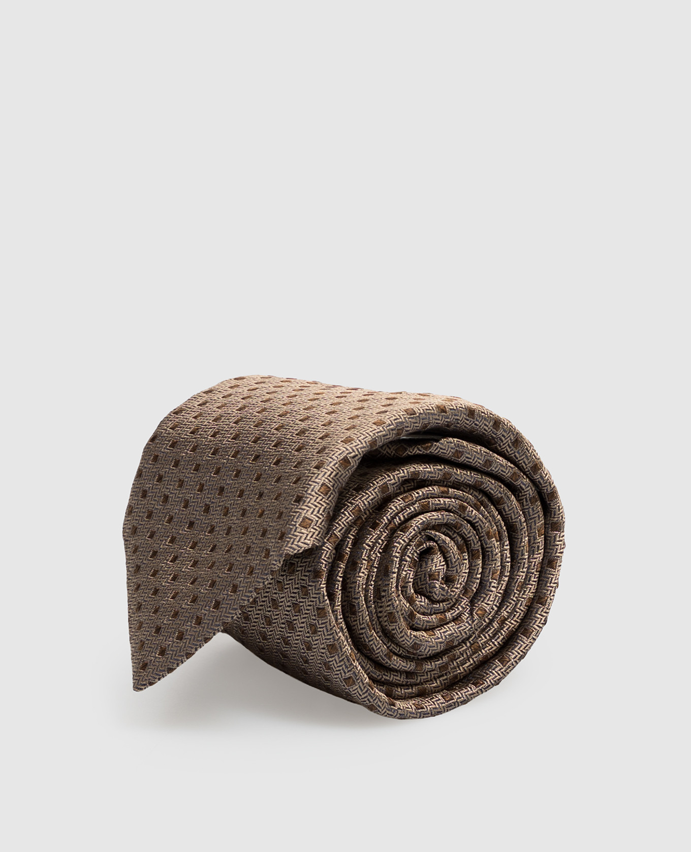 Beige silk tie with woven pattern