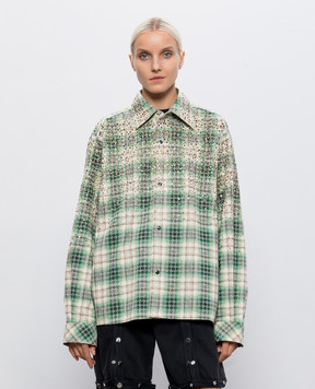 AMIRI Green checkered shirt with crystals AM426SH054