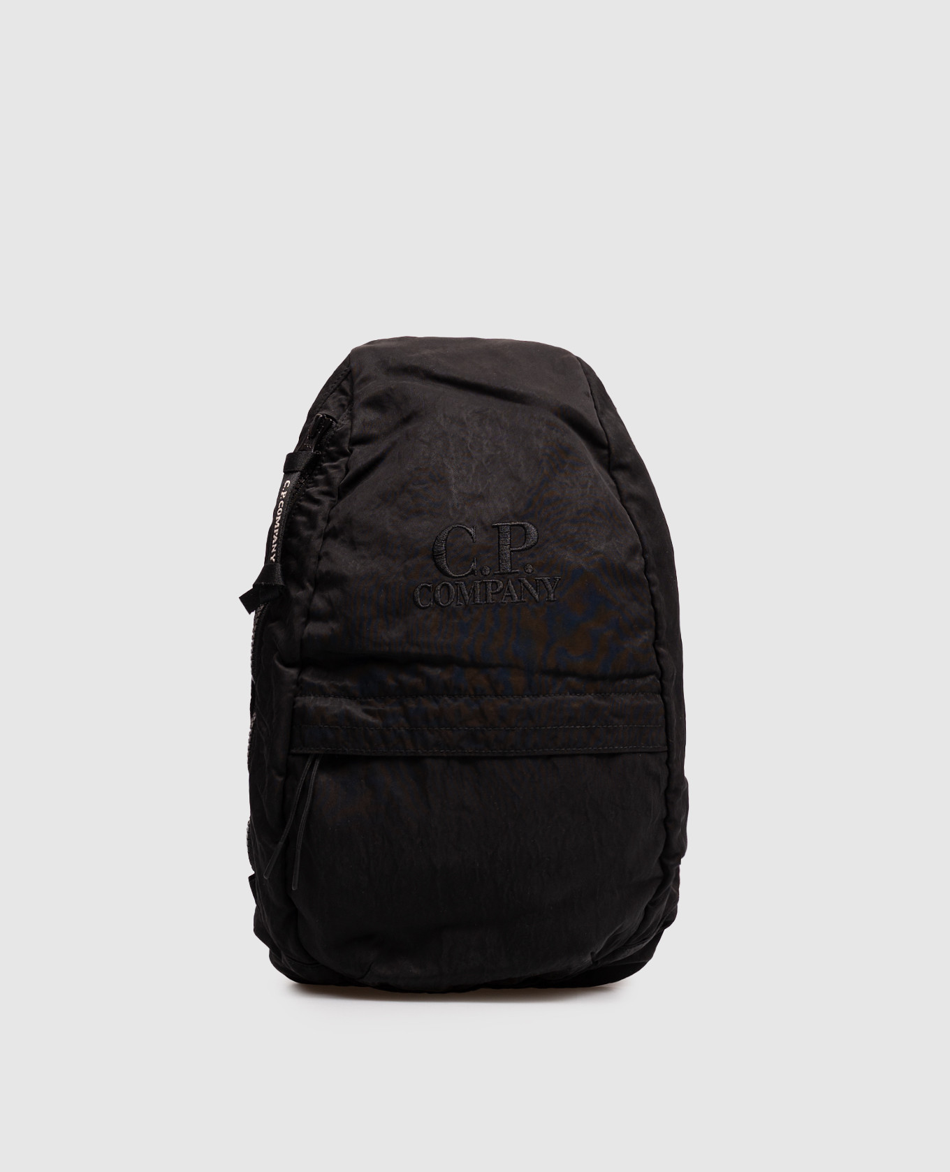 Black sling bag with logo embroidery