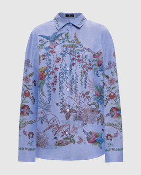 Etro Blue OXFORD printed shirt WRIA001399SP5J2