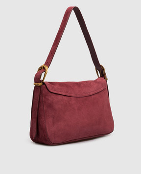 Twinset Liliane burgundy suede bag 262TD8240