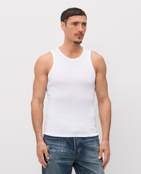 JW Anderson White ribbed T-shirt with logo print JO0290PG1903