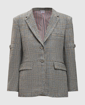 Thom Browne Gray wool check jacket FBR062BF1002