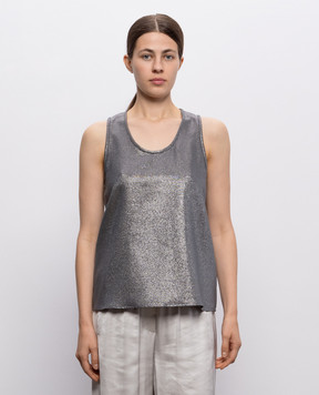 Peserico Gray T-shirt with lurex A08003D07007