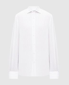 ISAIA White striped linen shirt IM10TCC9998