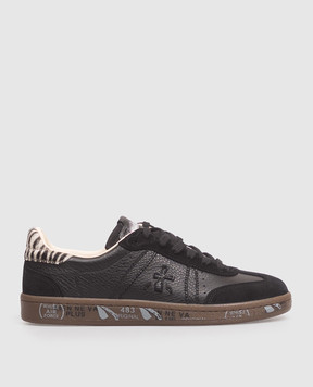Premiata Bonnied black leather sneakers with animal print BONNIED8583
