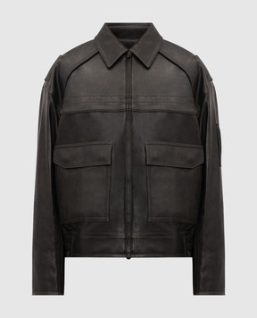 Juun.j Brown leather jacket with vintage effect JC623ZP115
