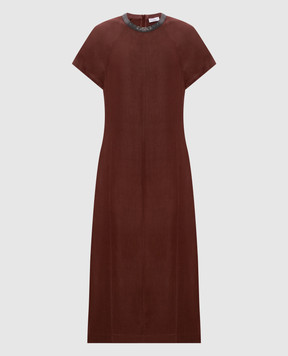 Brunello Cucinelli Brown dress with linen MH126AHB51